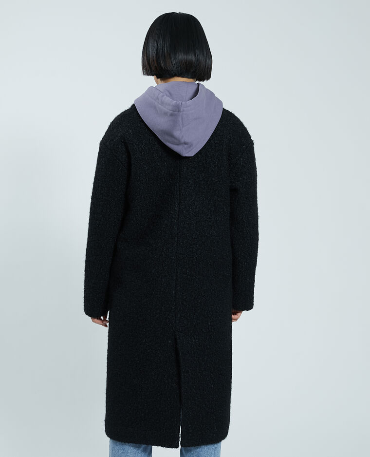 manteau noir laine bouclette