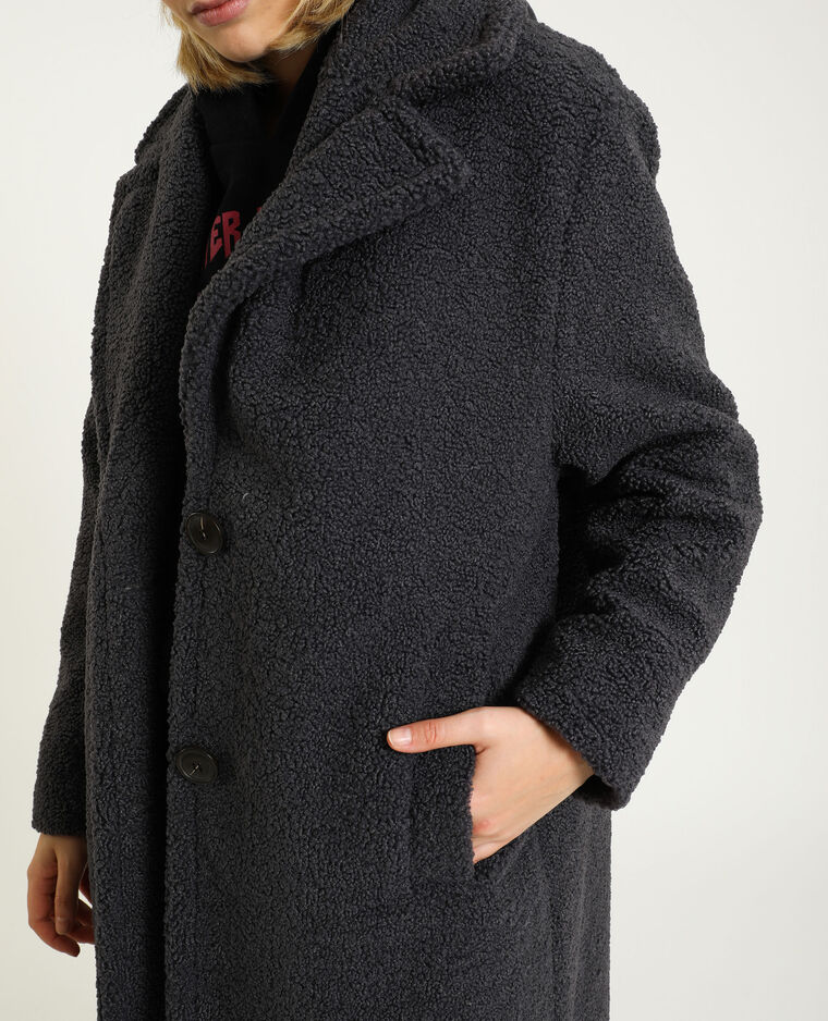manteau bouclette gris femme